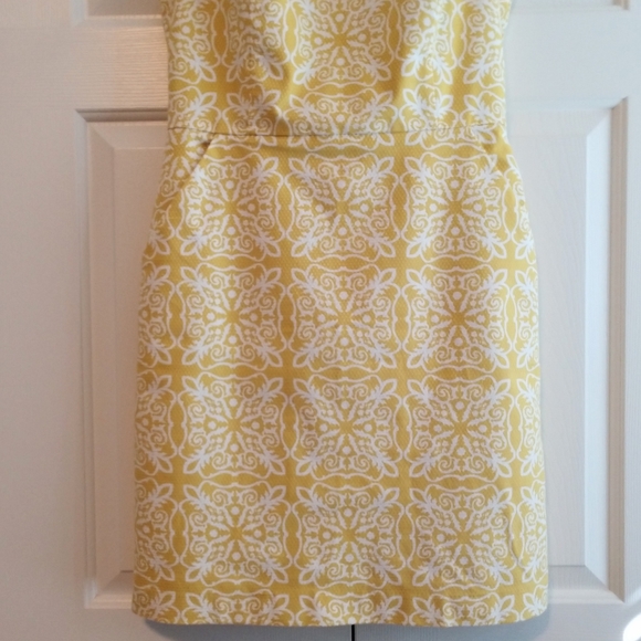 Boden Talia Dress Textured Yellow Damask Size 8 - Picture 4 of 8